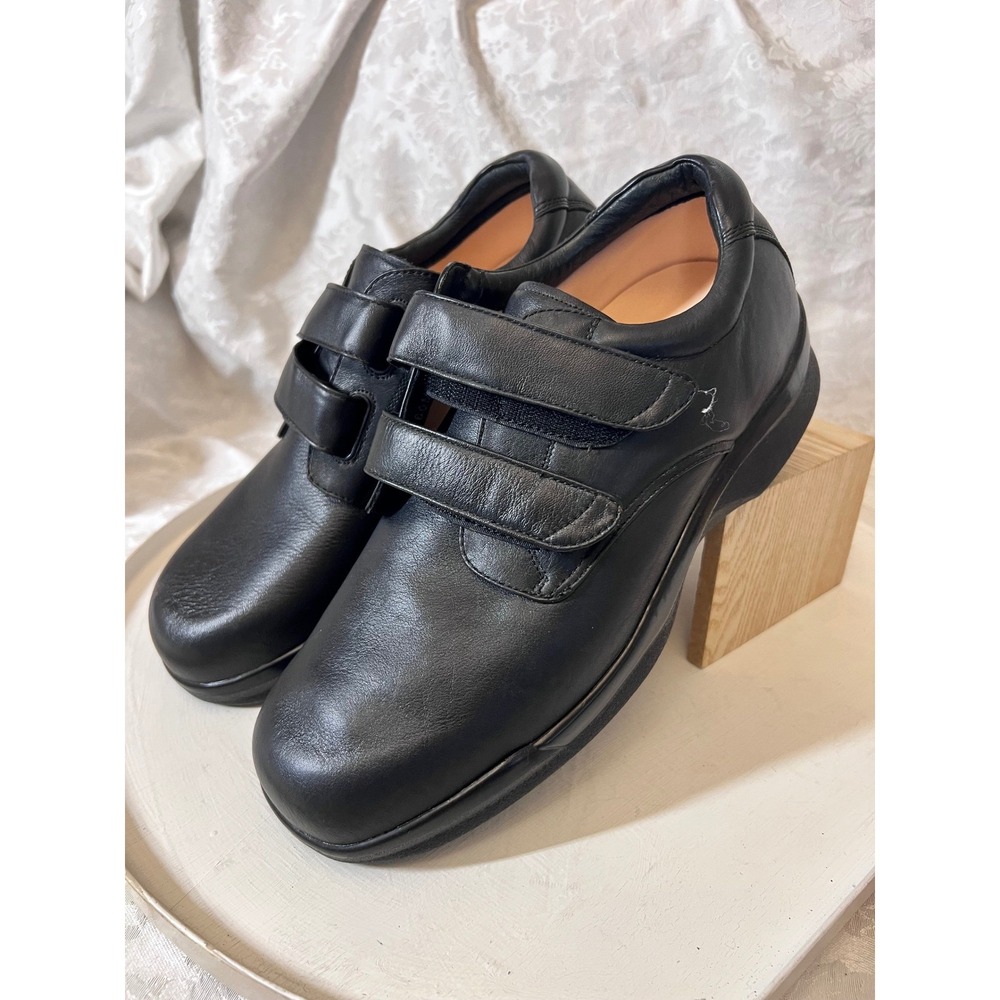 Apex Lexington Mens Black Leather Double Strap Walking Shoes 1260M Size 10.5 M